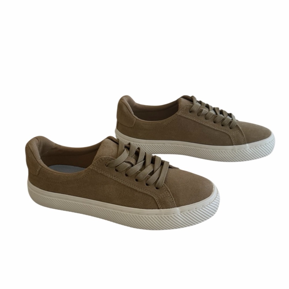 Quince Tan Italian Suede Women's Sneakers - Size 6.5